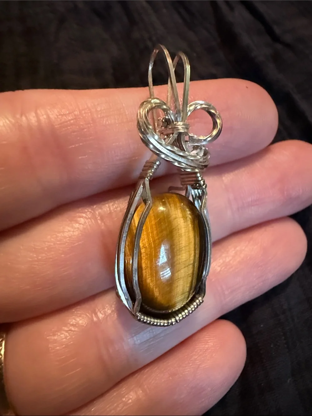 Tiger's Eye Wire-Wrapped Pendant Slider